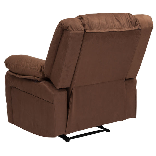 Chocolate Brown Microfiber |#| Contemporary Chocolate Brown Microfiber Plush Pillow Back Recliner - Padded Arms