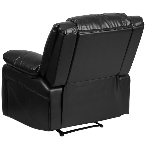 Black LeatherSoft |#| Contemporary Black LeatherSoft Pillow Back Recliner - Living Room Furniture