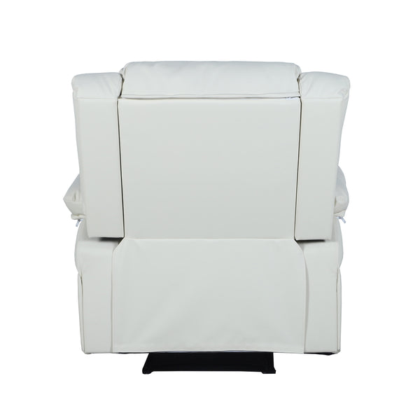 Cream LeatherSoft |#| Contemporary Cream LeatherSoft Pillow Back Recliner - Living Room Furniture