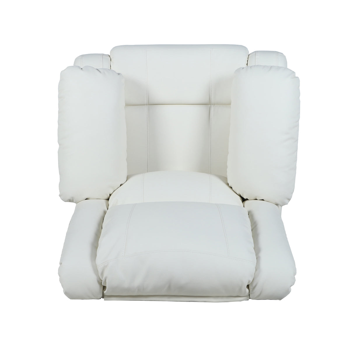 Cream LeatherSoft |#| Contemporary Cream LeatherSoft Pillow Back Recliner - Living Room Furniture