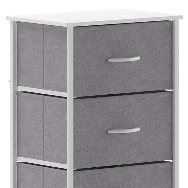 Gray Drawers/White Frame |#| 4 Drawer Dresser-White Wood Top/White Iron Frame/Gray Drawers with White Handles