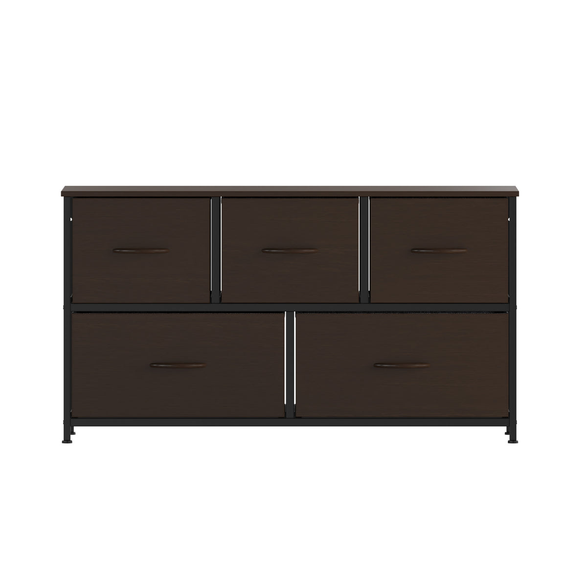 Brown Drawers/Black Frame |#| 4 Drawer Dresser-Brown Wood Top/Black Iron Frame/Brown Drawers - Brown Handles