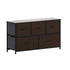 Harris 5 Drawer Vertical Storage Dresser with Cast Iron Frame, Wood Top, and Easy Pull Fabric Drawers with Wooden Handles