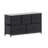 Harris 5 Drawer Vertical Storage Dresser with Cast Iron Frame, Wood Top and Easy Pull Fabric Drawers with Wooden Handles