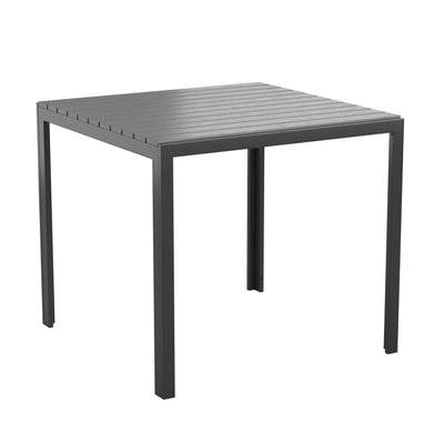 Harris Commercial Grade Indoor/Outdoor Square Steel Patio Dining Table for 4 with Poly Resin Slatted Top