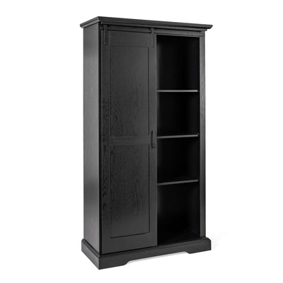 Harrison Rustic Farmhouse Storage Cabinet Bookcase with Sliding Barn Door and Adjustable Shelves