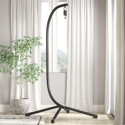 Harvo Heavy Duty Commercial Grade All-Weather Hanging Hammock Chair C-Stand with Steel Offset Base and Hardware, 360 Degree Rotation - View 2