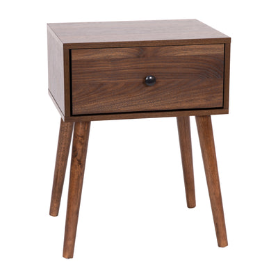 Hatfield Mid-Century Modern One Drawer Wood Nightstand, Side Accent or End Table with Soft Close Storage Drawer