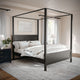 Wooden Queen Size Canopy Platform Bed with Headboard and Footboard in Dark Gray
