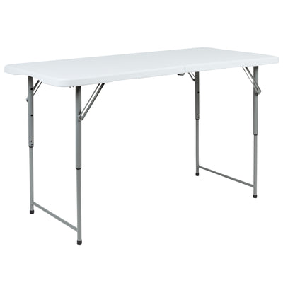 Height Adjustable Bi-Fold Plastic Folding Table with Carrying Handle - View 1