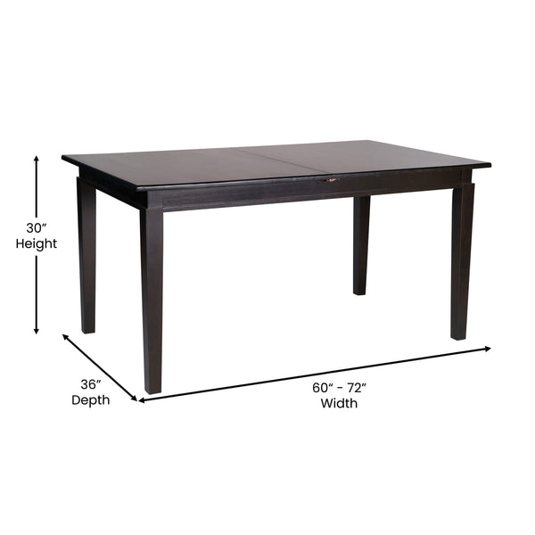 Black Matte |#| Commercial Grade 72" Dining Table with 12" Hideaway Extension in Matte Black