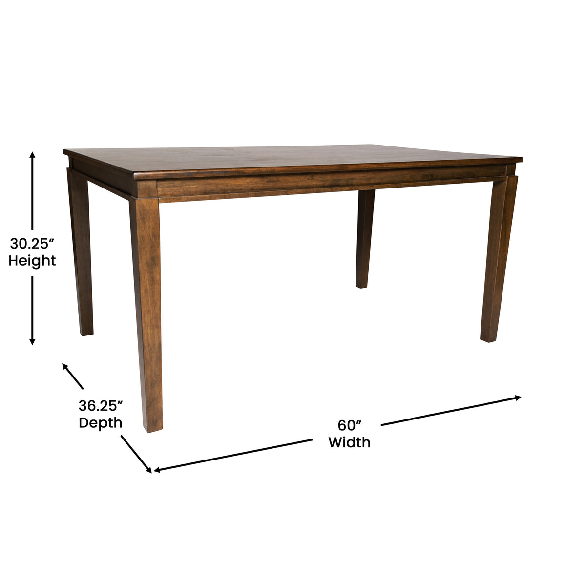 Brown Matte |#| Solid Wood 60 Inch Commercial Grade Dining Table for 4 in Brown Matte Finish
