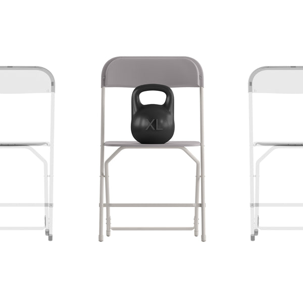 Gray |#| Spacious & Contoured Commercial Wide & Tall Gray Plastic Folding Chair