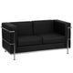 Black |#| Contemporary Black LeatherSoft Loveseat with Double Bar Encasing Frame