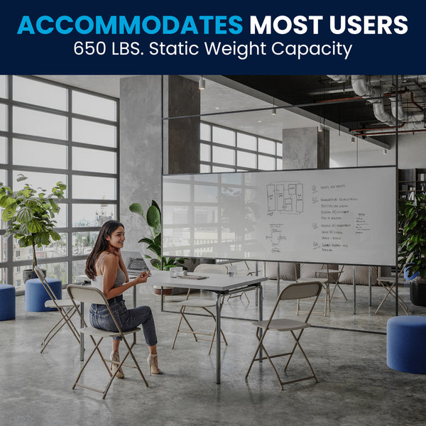 Beige |#| Folding Chair - Beige Plastic – 650LB Weight Capacity - Event Chair