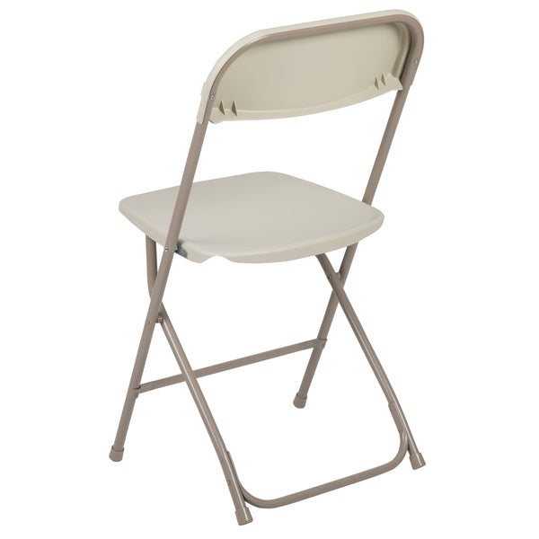 Beige |#| Folding Chair - Beige Plastic – 650LB Weight Capacity - Event Chair