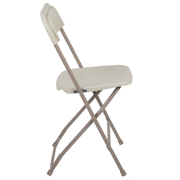 Beige |#| Folding Chair - Beige Plastic – 650LB Weight Capacity - Event Chair