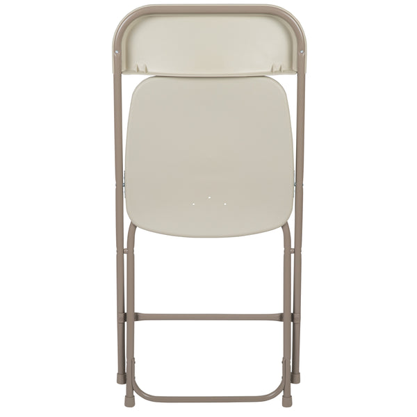 Beige |#| Folding Chair - Beige Plastic – 650LB Weight Capacity - Event Chair