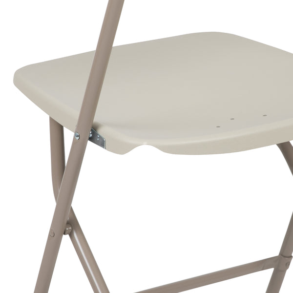 Beige |#| Folding Chair - Beige Plastic – 650LB Weight Capacity - Event Chair