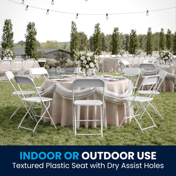 White |#| Folding Chair - White Plastic – 650LB Weight Capacity - Event Chair