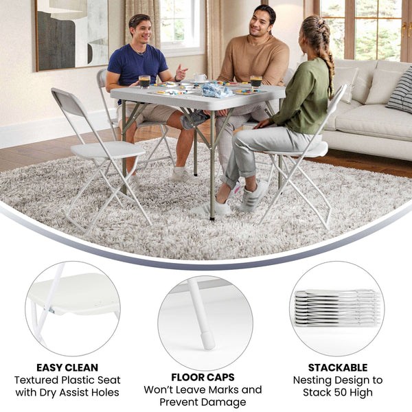 White |#| Folding Chair - White Plastic – 650LB Weight Capacity - Event Chair