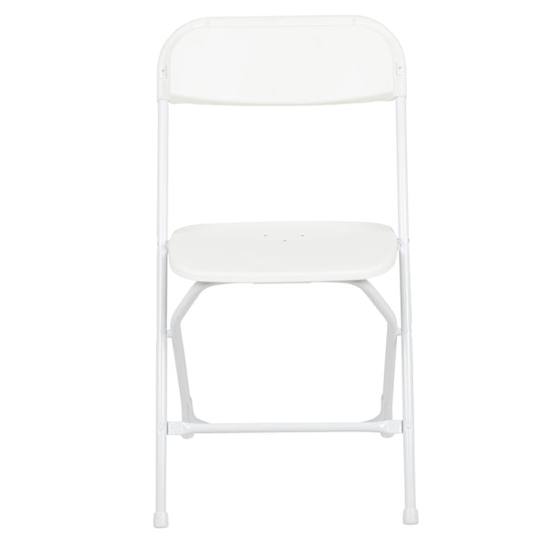 White |#| Folding Chair - White Plastic – 650LB Weight Capacity - Event Chair