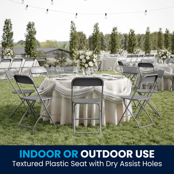 Grey |#| Folding Chair - Grey Plastic – 650LB Weight Capacity - Event Chair