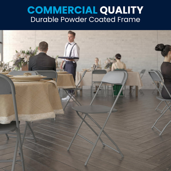 Grey |#| Folding Chair - Grey Plastic – 650LB Weight Capacity - Event Chair