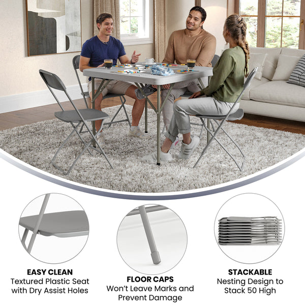 Grey |#| Folding Chair - Grey Plastic – 650LB Weight Capacity - Event Chair