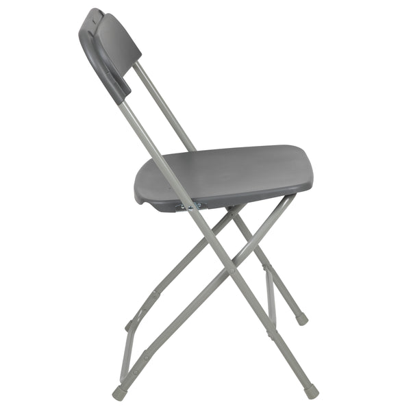 Grey |#| Folding Chair - Grey Plastic – 650LB Weight Capacity - Event Chair