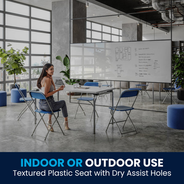 Blue |#| Folding Chair - Blue Plastic – 650LB Weight Capacity - Event Chair