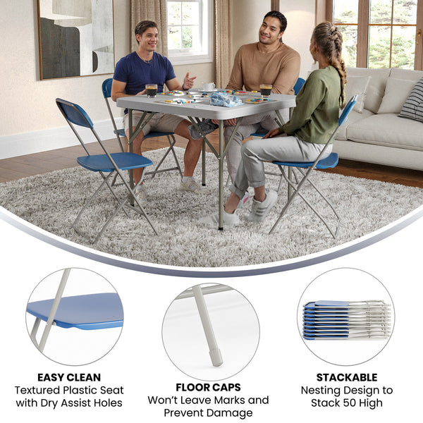 Blue |#| Folding Chair - Blue Plastic – 650LB Weight Capacity - Event Chair