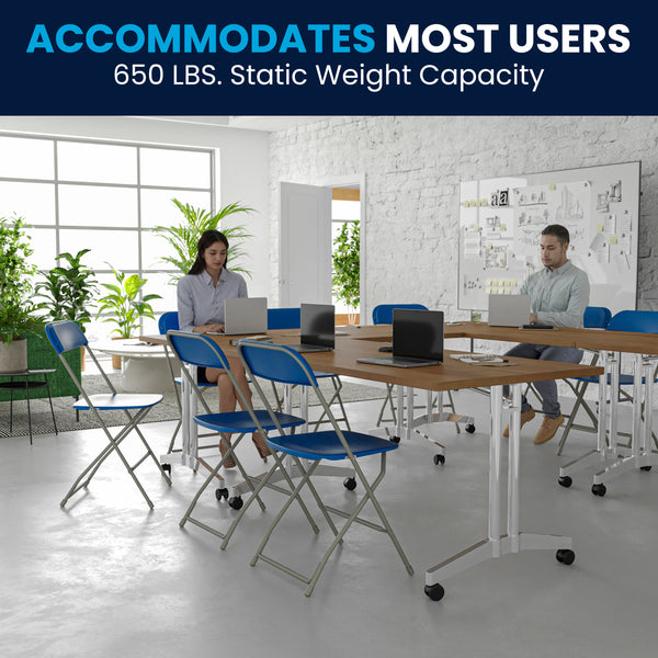 Blue |#| Folding Chair - Blue Plastic – 650LB Weight Capacity - Event Chair