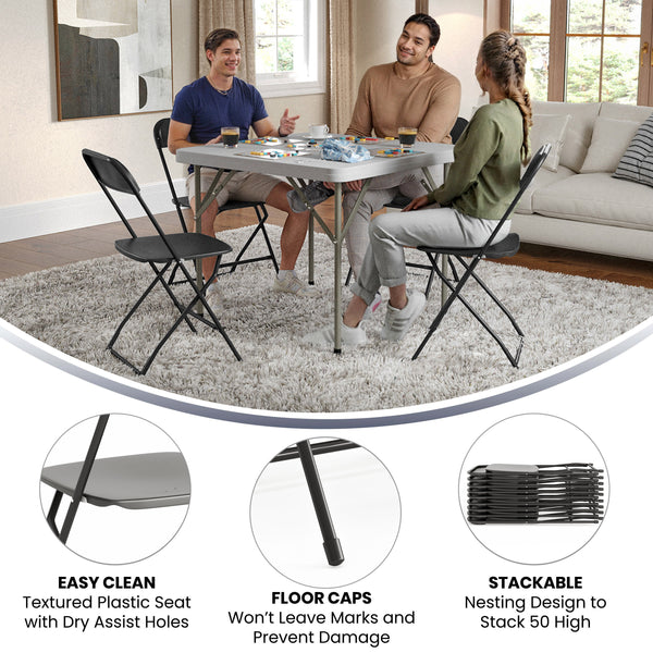 Black |#| Folding Chair - Black Plastic – 650LB Weight Capacity - Event Chair