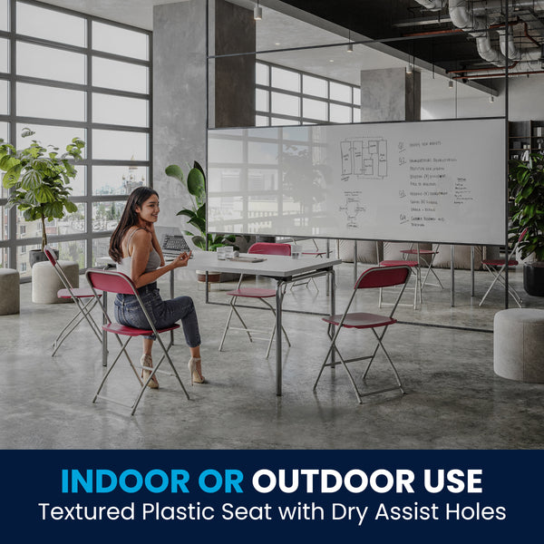 Red |#| Folding Chair - Red Plastic – 650LB Weight Capacity - Event Chair