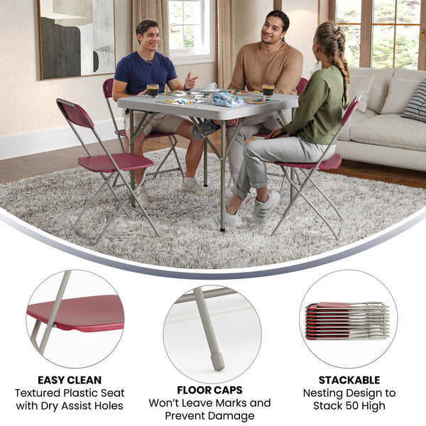 Red |#| Folding Chair - Red Plastic – 650LB Weight Capacity - Event Chair