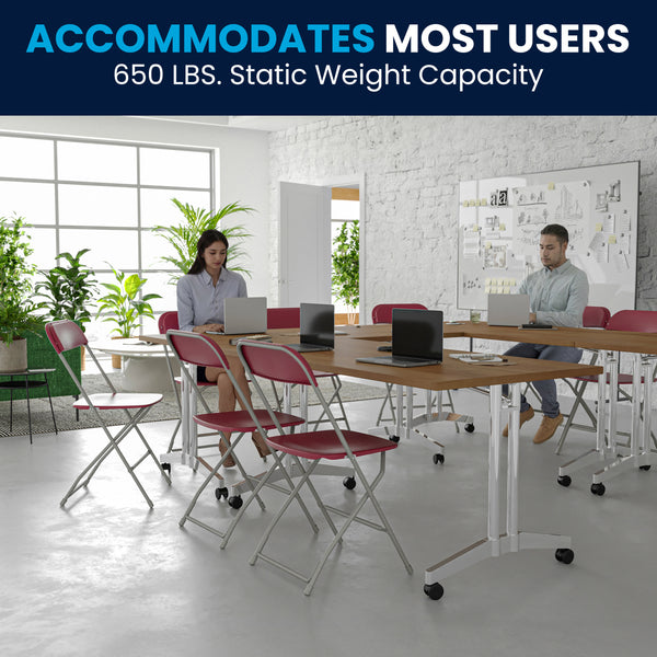 Red |#| Folding Chair - Red Plastic – 650LB Weight Capacity - Event Chair