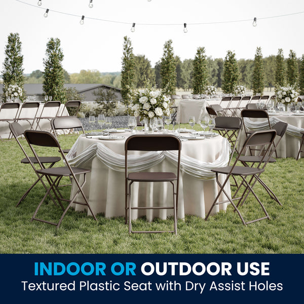 Brown |#| Folding Chair - Brown Plastic – 650LB Weight Capacity - Event Chair