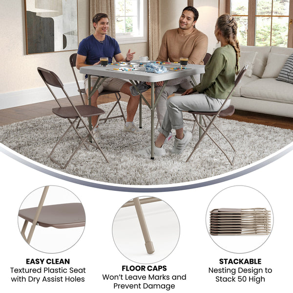 Brown |#| Folding Chair - Brown Plastic – 650LB Weight Capacity - Event Chair