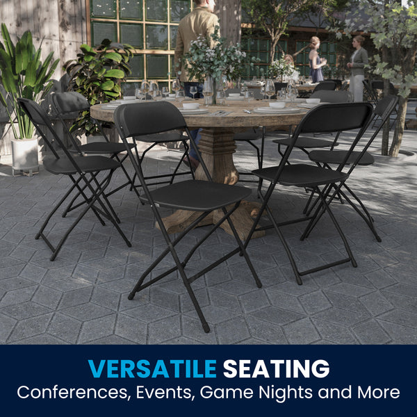 Black |#| Folding Chair - Black Plastic – 650LB Weight Capacity - Event Chair