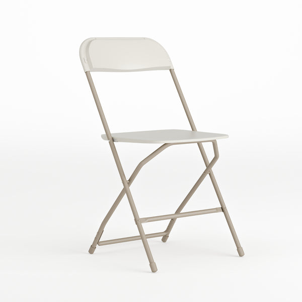 Beige |#| Folding Chair - Beige Plastic – 650LB Weight Capacity - Event Chair