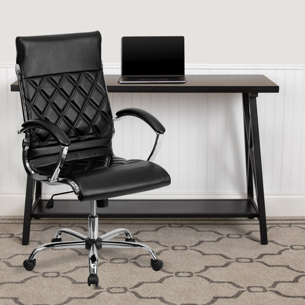 Black |#| High Back Designer Quilted Black LeatherSoft Executive Swivel Office Chair