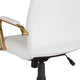 White LeatherSoft/Gold Frame |#| High Back White LeatherSoft Executive Swivel Office Chair with Gold Frame/Arms