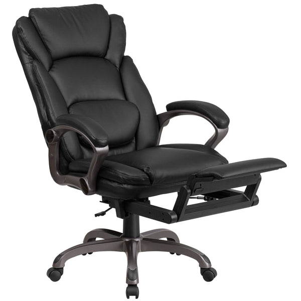 High Back Black LeatherSoft Reclining Ergonomic Chair with Outer Lumbar Cushion