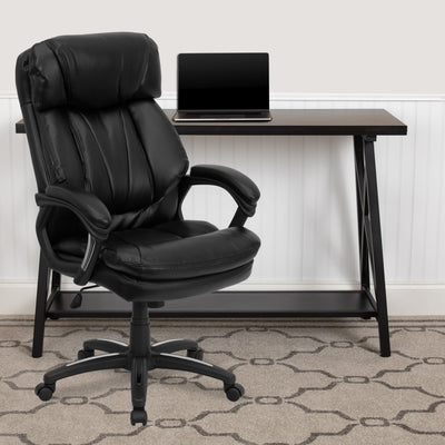 High Back LeatherSoft Executive Swivel Ergonomic Office Chair with Plush Headrest, Extensive Padding and Arms