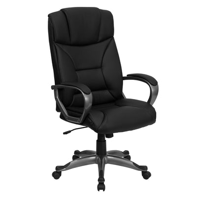 High Back LeatherSoft Executive Swivel Office Chair with Lip Edge Base and Arms