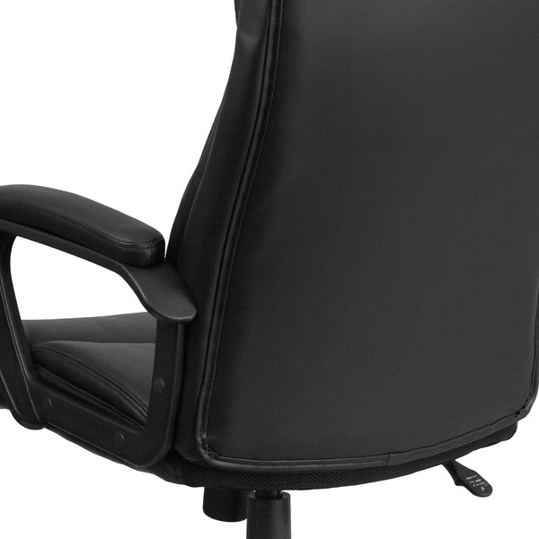 High Back Black LeatherSoft Executive Swivel Office Chair w/ Slight Mesh Accent