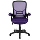 Purple |#| High Back Purple Mesh Ergonomic Office Chair with Black Frame and Flip-up Arms