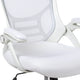 White |#| High Back White Mesh Ergonomic Office Chair with White Frame and Flip-up Arms