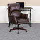 Brown |#| High Back Pillow Back Brown LeatherSoft Executive Swivel Office Chair with Arms